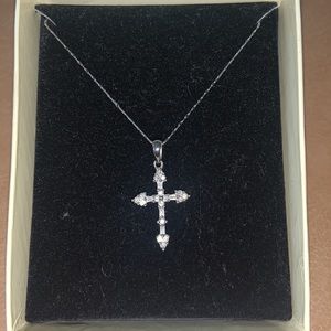 Diamond Cross Necklace on 20” Sterling Silver chain